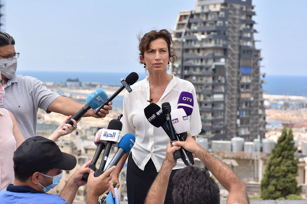 La directora general de la UNESCO, Audrey Azoulay, en Beirut (Foto de archivo).
